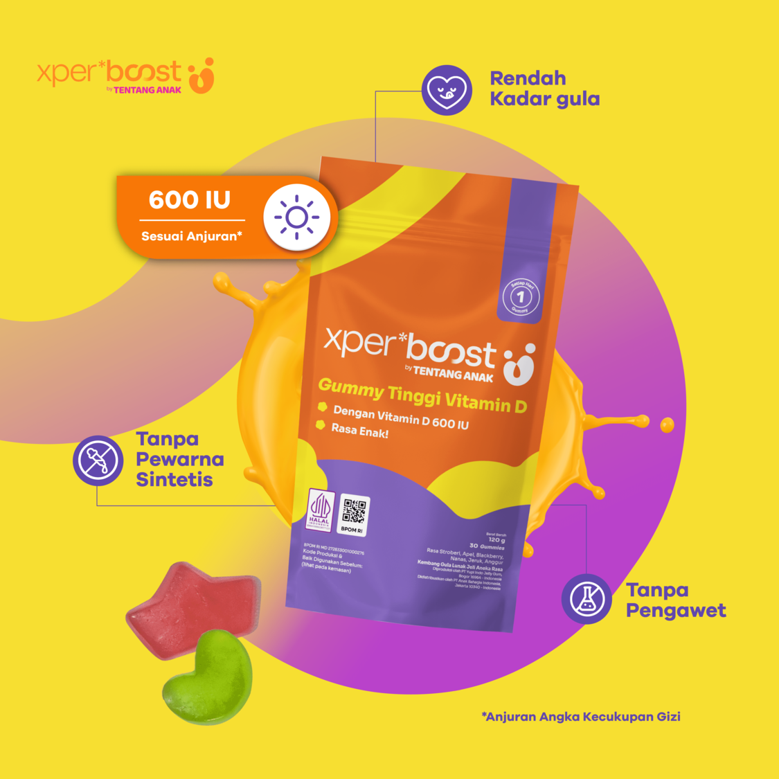 Gummy Vitamin D 600 IU Anak dan Dewasa | Paket 7 Hari