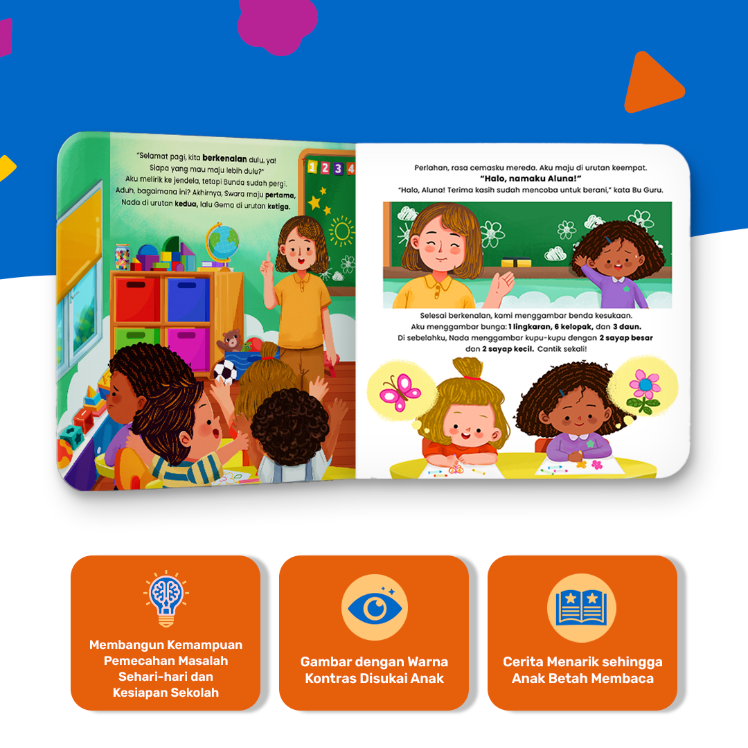 [Volume 1] Tentang Anak - Buku Aktivitas Numerasi | 60+ Stiker | Pengalaman Pertamaku: Serunya ke Sekolah | Buku Melatih Logika & Fokus