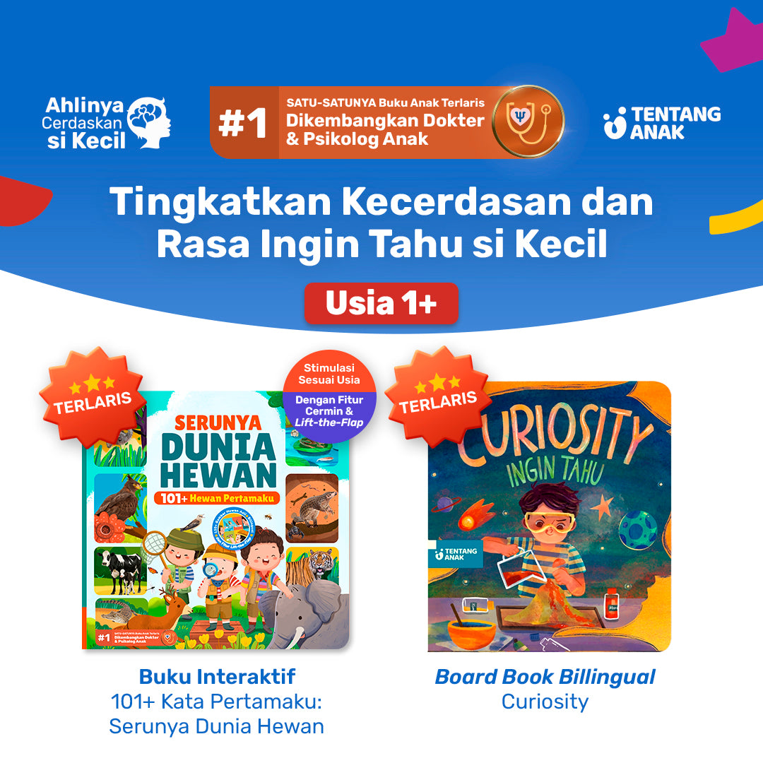 Bundle Buku 101+ Kata Pertamaku Seri Serunya Dunia Hewan & Board Book Bilingual Curiosity/Ingin Tahu