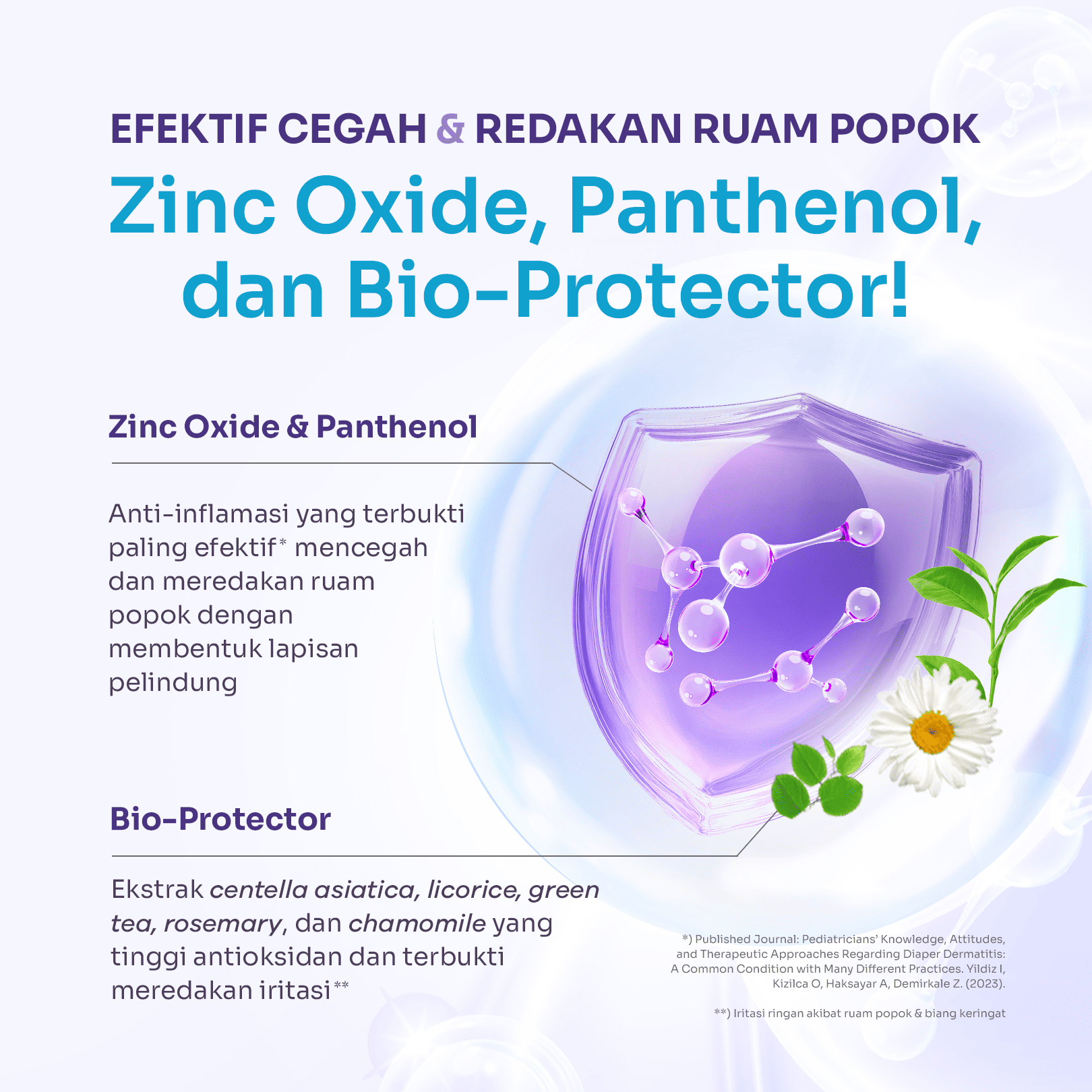 Daily Diaper Cream 40g dengan Zinc Oxide, Panthenol & Bio-Protector