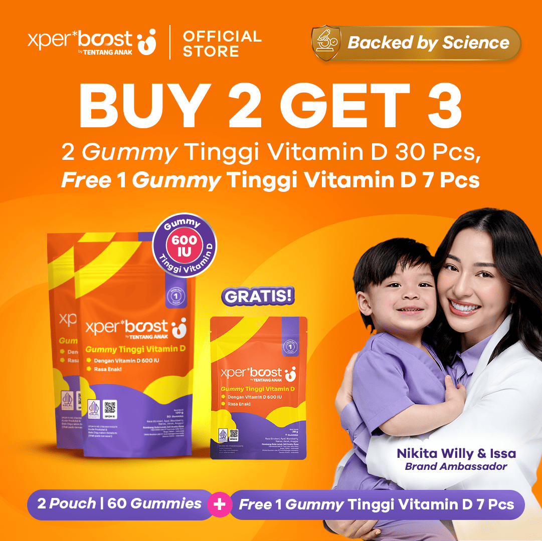 [SPECIAL BUNDLE NIKITA WILLY] Expert Boost - Paket Gummy Vitamin D 600 IU 30pcs @2pouch + FREE 7pcs