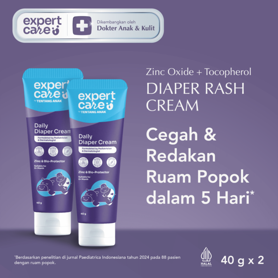 Daily Diaper Cream 40g dengan Zinc Oxide, Panthenol & Bio-Protector