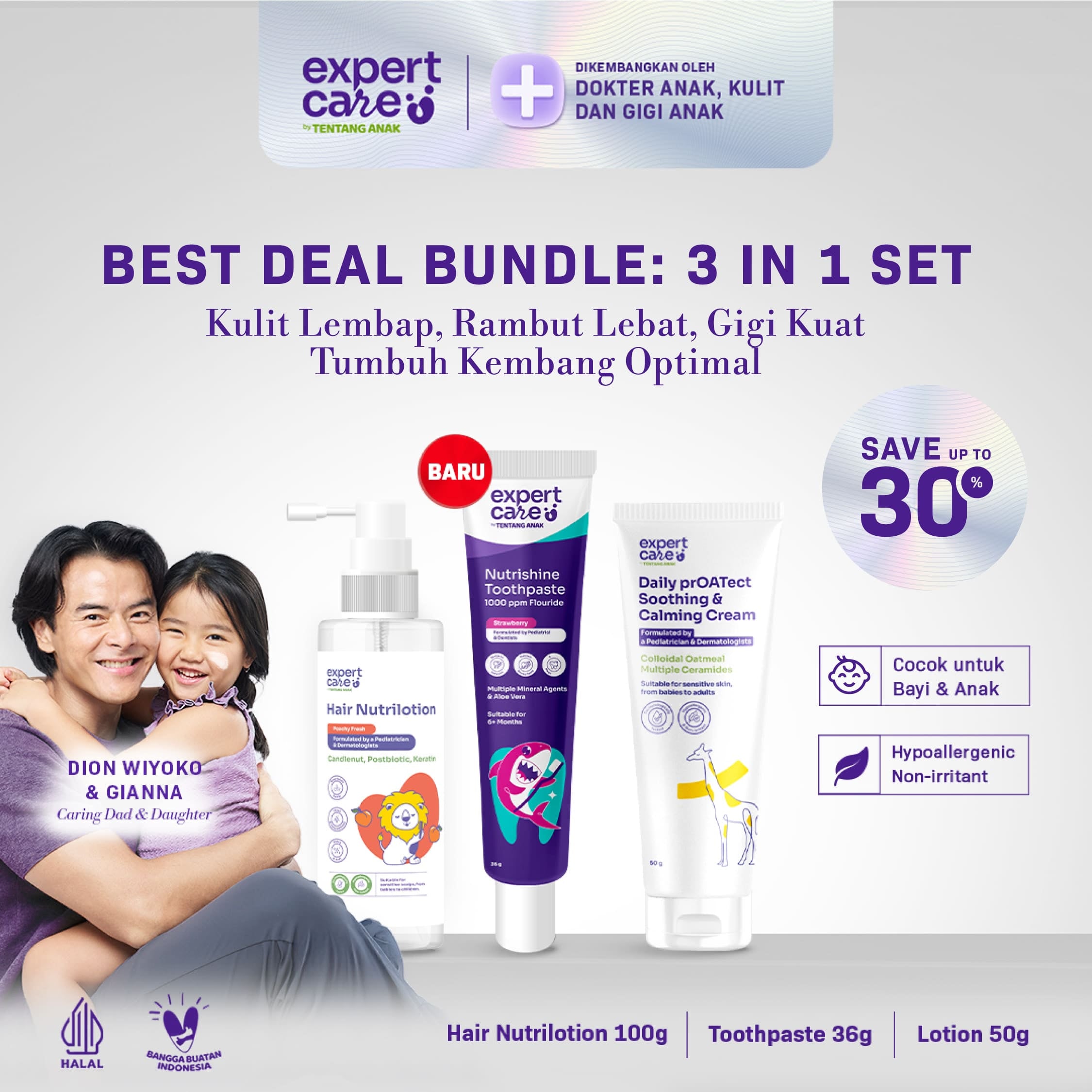 [Special Bundle Dion Wiyoko] - Toothpaste 36g + Hair Nutrilotion 100ml + Face & Body Lotion 50g