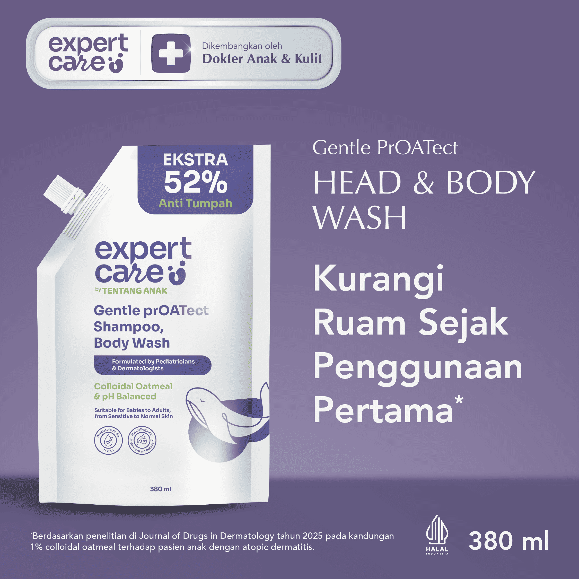 ⁠⁠Expert Care Sabun Anak Hair & Body 380 ml - Sabun Baby 2 in 1 dengan Colloidal Oatmeal - Kulit Lembap & Rambut Tebal