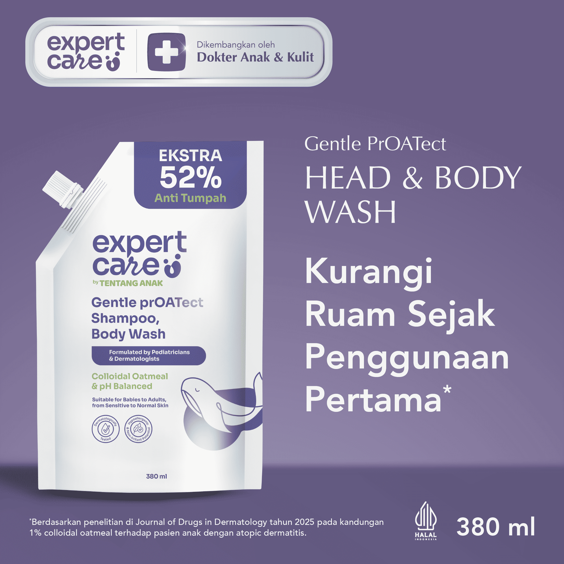⁠⁠Expert Care Sabun Anak Hair & Body 380 ml - Sabun Baby 2 in 1 dengan Colloidal Oatmeal - Kulit Lembap & Rambut Tebal