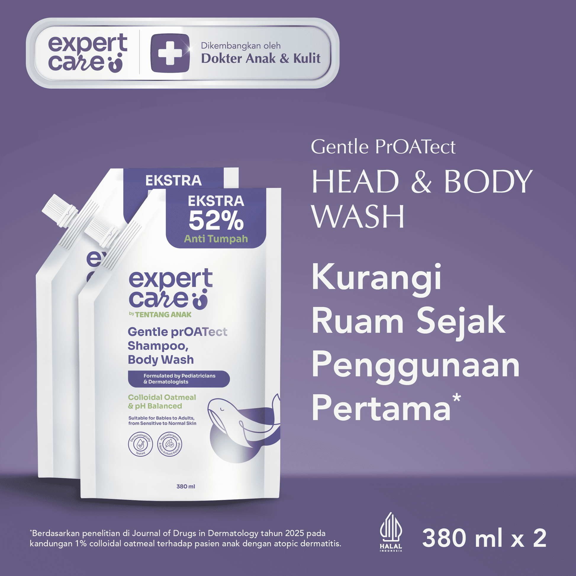 ⁠⁠Expert Care Sabun Anak Hair & Body 380 ml - Sabun Baby 2 in 1 dengan Colloidal Oatmeal - Kulit Lembap & Rambut Tebal