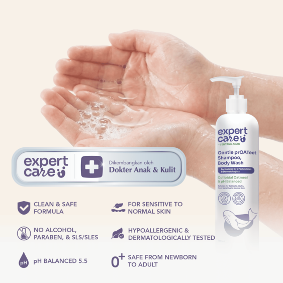 ⁠⁠Expert Care Sabun Anak Hair & Body 250 ml - Sabun Baby 2 in 1 dengan Colloidal Oatmeal - Kulit Lembap & Rambut Tebal