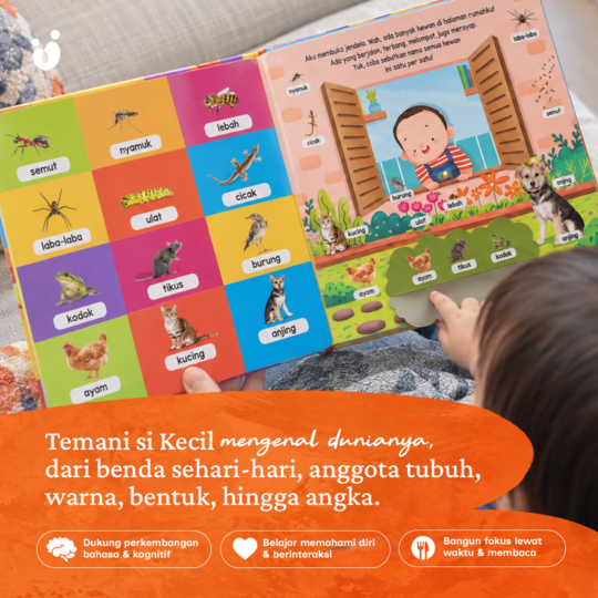 Buku Anak 101 Kata Pertamaku Board Book Balita 1-3 Tahun | Lift The Flap + Cermin | Buku Pertama Anak Kurangi Risiko Speech Delay & Tantrum - Tentang Anak Vol 1
