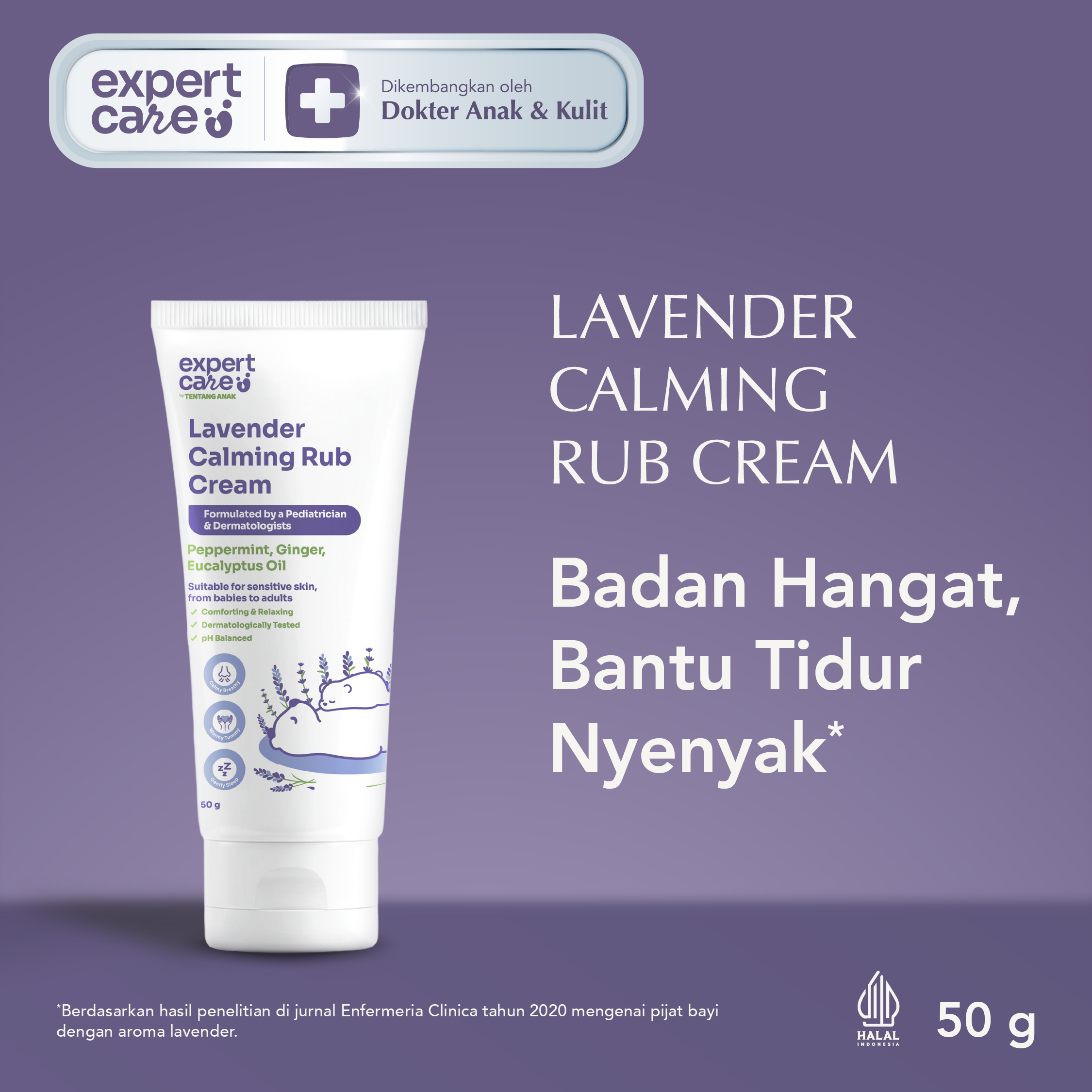 Expert Care Calming Rub Cream 50 g - Lavender dengan Eucalyptus & Menthol - Calming Bayi Cream
