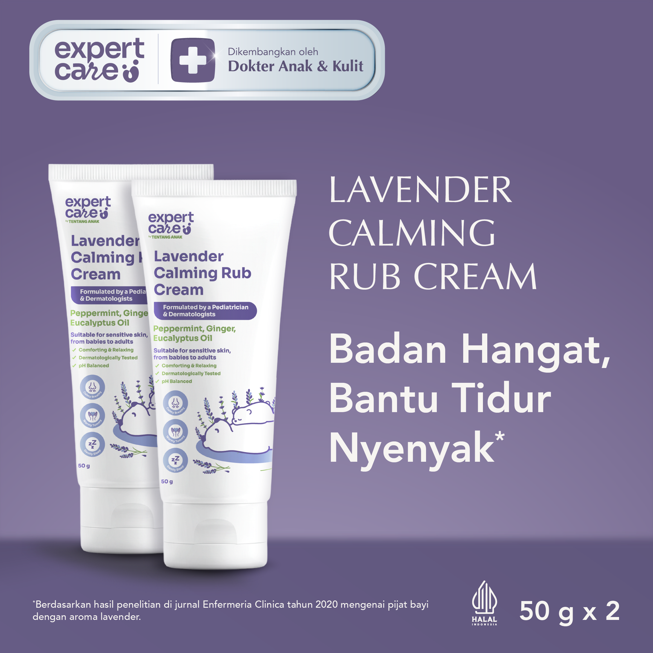 Paket 2 Pcs Lavender Calming Rub Cream 50g