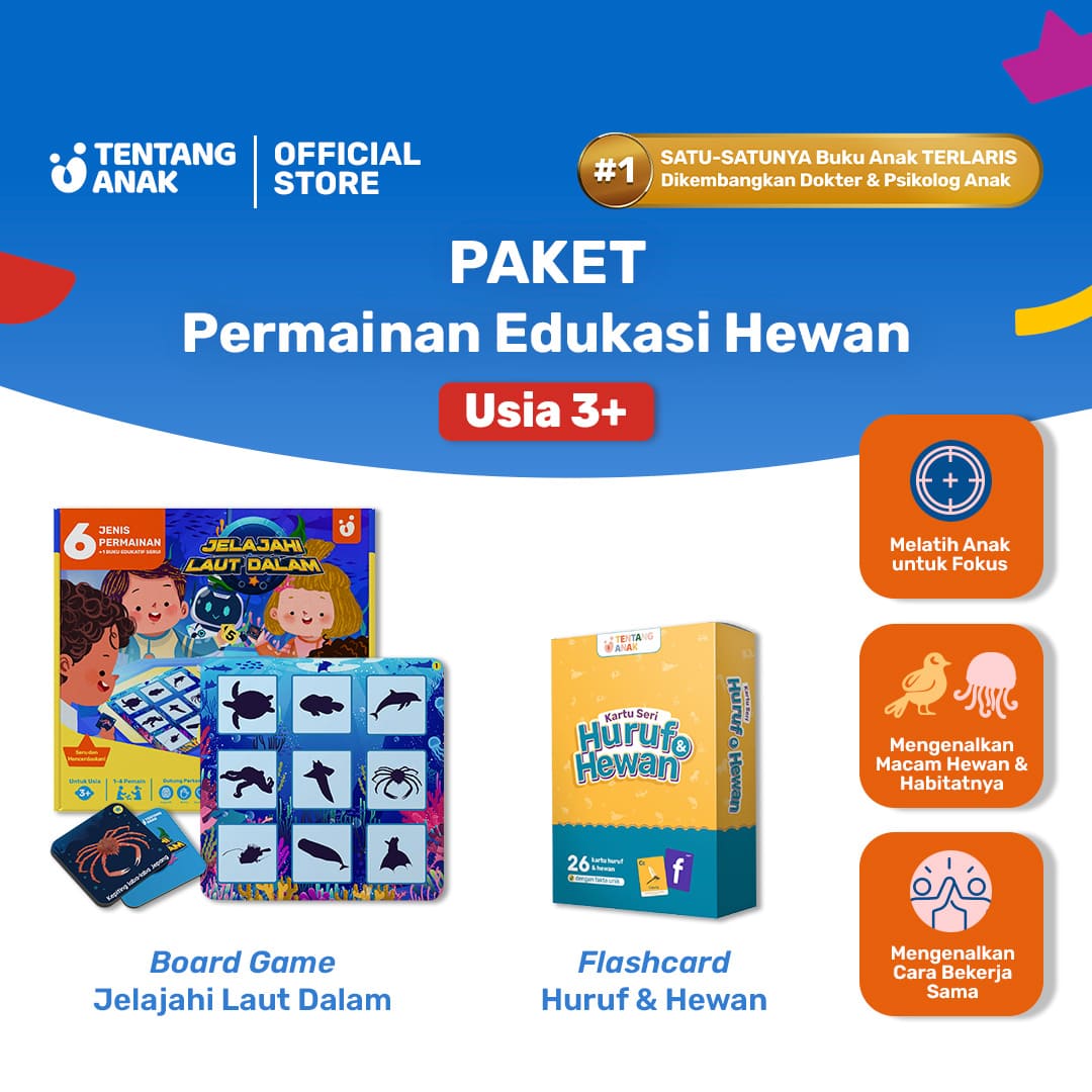 Bundle Boardgame Jelajahi Bawah Laut & Flashcard Huruf dan Hewan