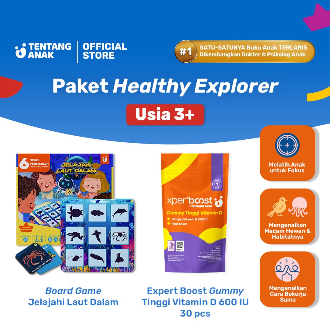 Bundle Boardgame Jelajahi Bawah Laut & Gummy Vitamin D3 Expert Boost 30pcs