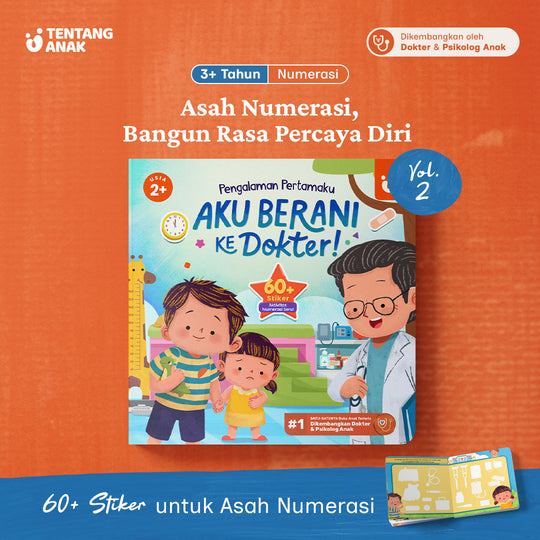 Buku Cerita Anak Aktivitas Numerasi | Stiker 60+ Balita 3+ Tahun | Belajar Angka & Berhitung | Aku Berani ke Dokter - Seri Numerasi Tentang Anak Vol 2
