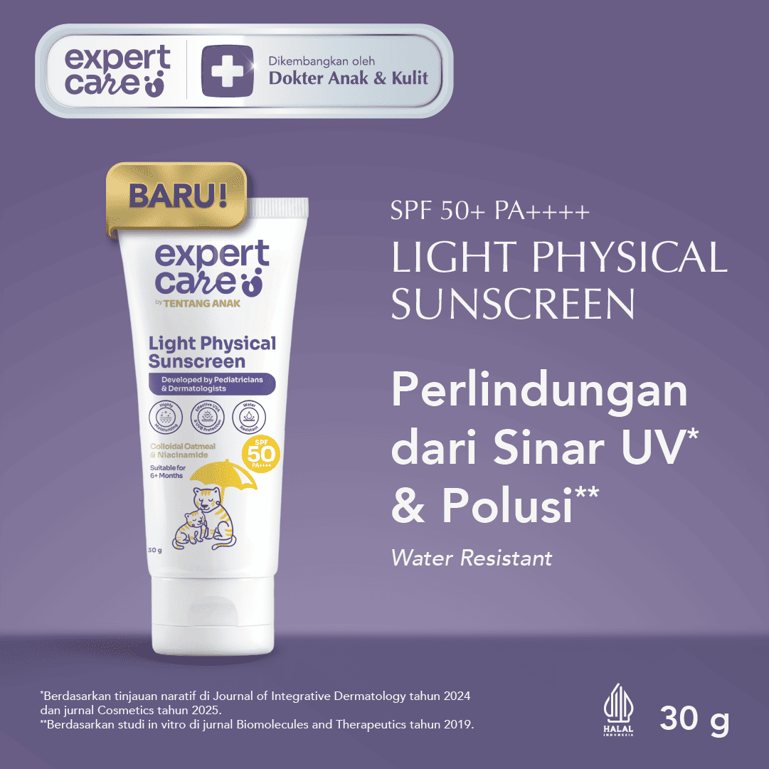 Expert Care Light Physical Sunscreen Anak SPF 50+ PA++++ 30g Sunscreen Anak & Bayi, Kulit Sensitif | Physical Sunscreen Wajah & Tubuh | Multiple Ceramides & Colloidal Oatmeal