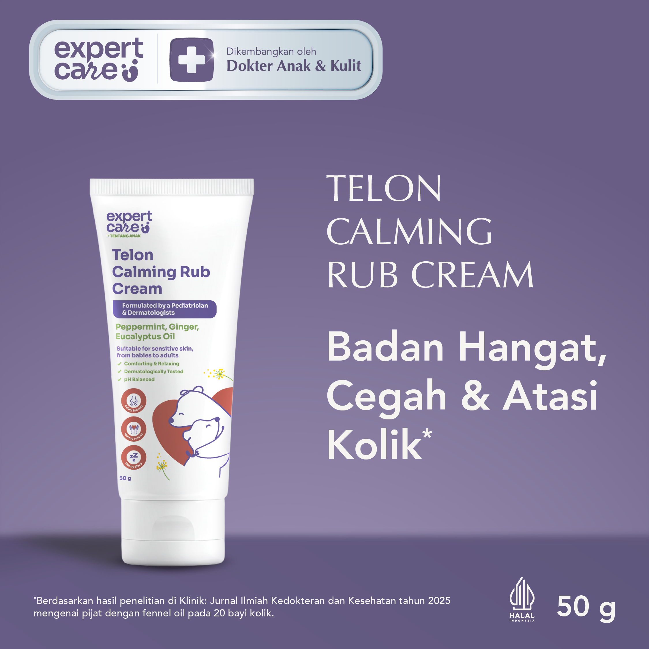 Expert Care Calming Rub Cream 50 g - Telon dengan Eucalyptus & Menthol - Calming Bayi Cream
