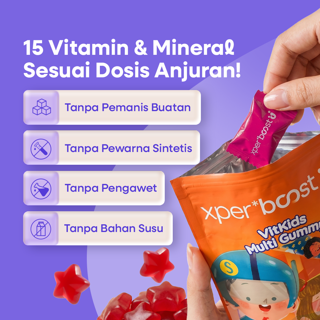 Expert Boost VitKids Gummy Multivitamin Anak Usia 3 Tahun Keatas | 1 Pouch (30 Pcs)