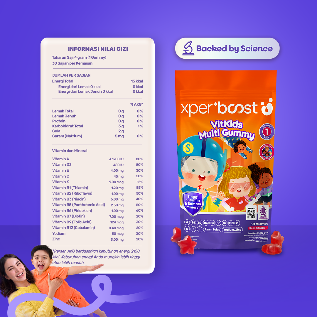 Expert Boost VitKids Gummy Multivitamin Anak Usia 3 Tahun Keatas | 1 Pouch (30 Pcs)