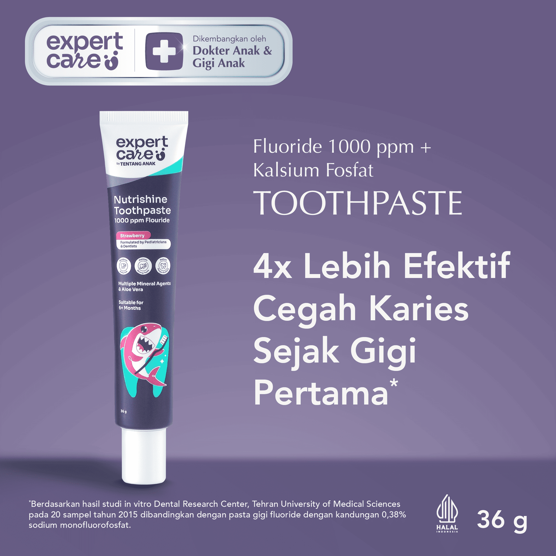 Nutrishine Toothpaste 36gr Pasta Gigi dengan Fluoride 1.000ppm dan Kalsium Fosfat