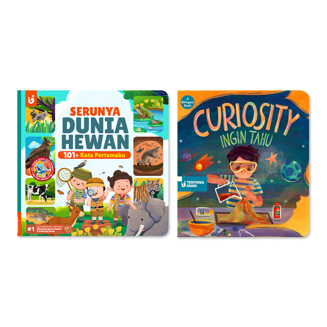 Bundle Buku 101+ Kata Pertamaku Seri Serunya Dunia Hewan & Board Book Bilingual Curiosity/Ingin Tahu