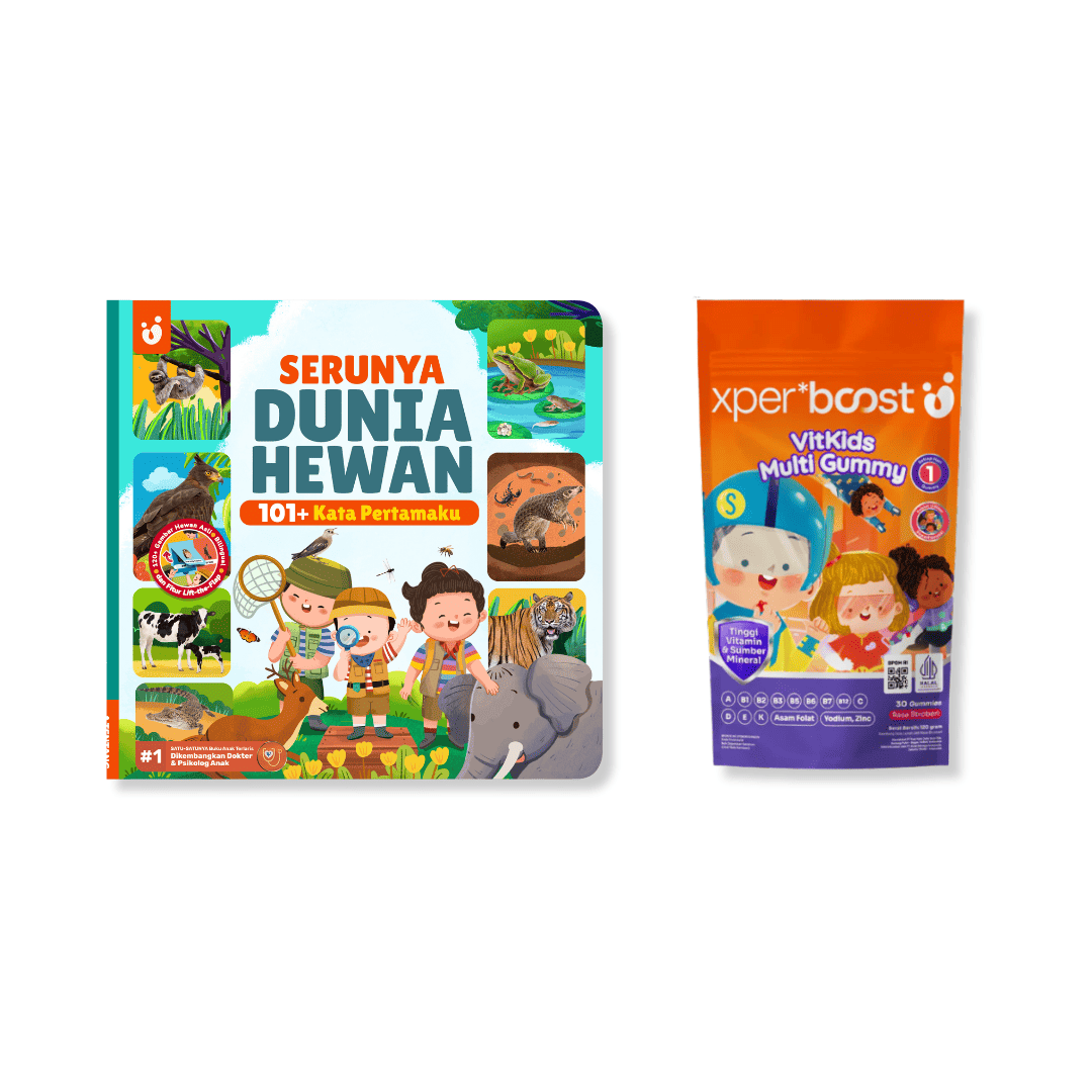 Bundle Buku 101+ Kata Pertamaku Seri Serunya Dunia Hewan & VitKids Multi Gummy 30pcs Anak dan Dewasa
